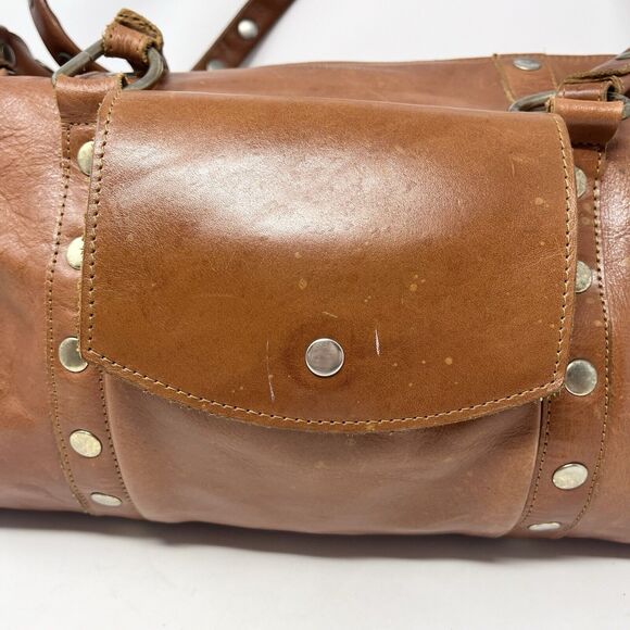 HAMMITT Suzy Duffle Oversized Weekend Large Brown Leather Diaper Bag - Studded - Picture 3 of 15